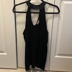 EyeShadow Black High Neck Velvet Tank